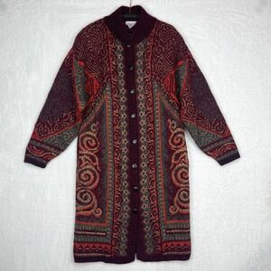 Cervelle Vintage Longline Cardigan Womens S Duster Wool Blend Aztec Southwestern